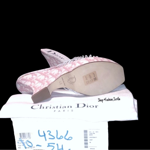 DIOR Girly Pink Monogram Logo Denim Trotter Platform Wedge Sandal Mule - Picture 7 of 9